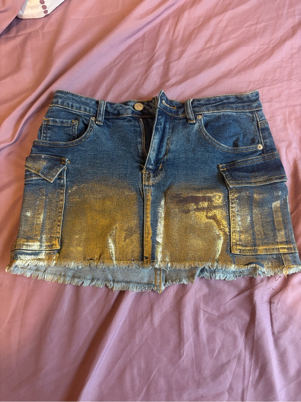 Forever 21 Light Blue Denim Skirt with Contrast Stitching